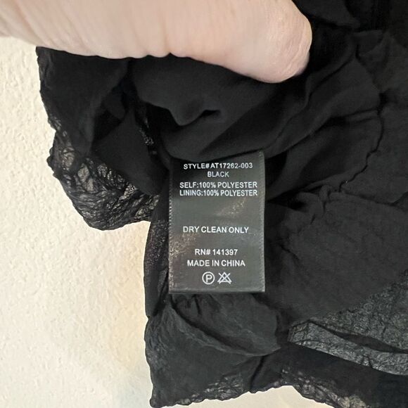 NWT ASTR Black Bubble Sleeve Gauze Tie back S - Picture 5 of 7